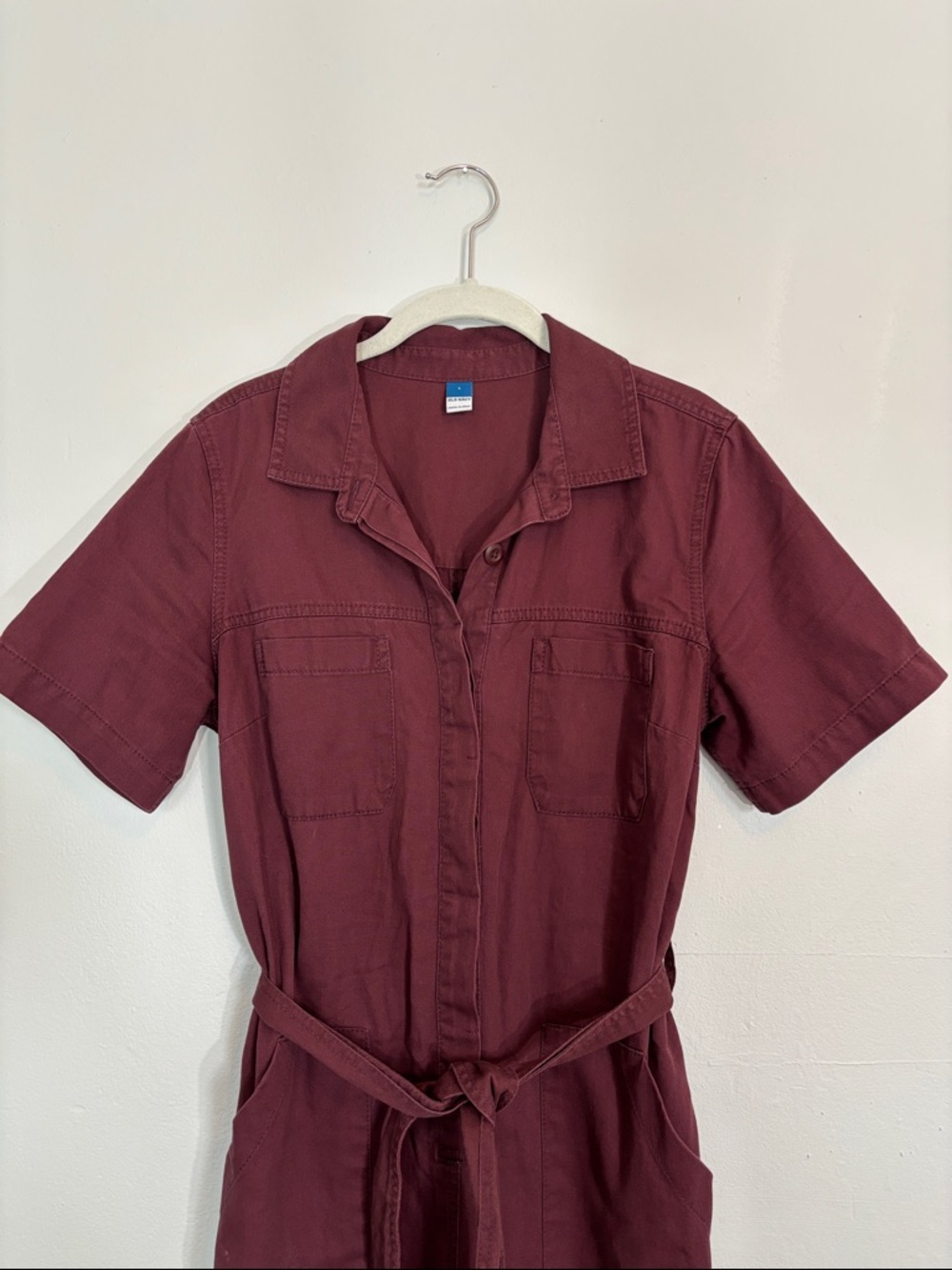 Old Navy Short-Sleeve Utility Jumpsuit in Burgundy/Wine color - Picture 2 of 10